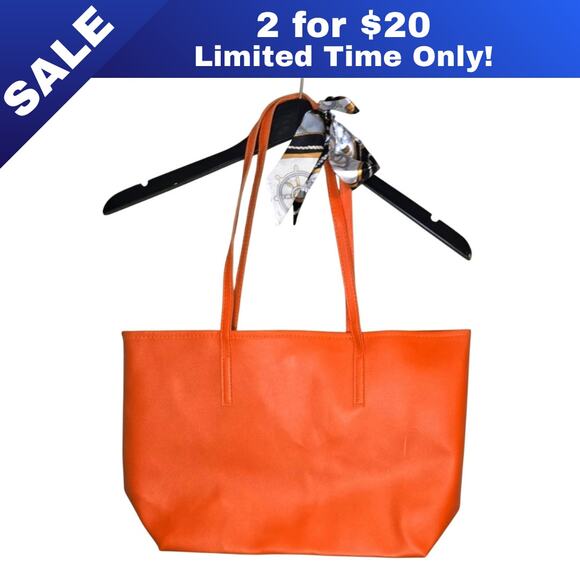 [Sale: 2 for $20!] Vibrant Orange Tote Bag Shoulder Purse Handbag - Picture 1 of 9